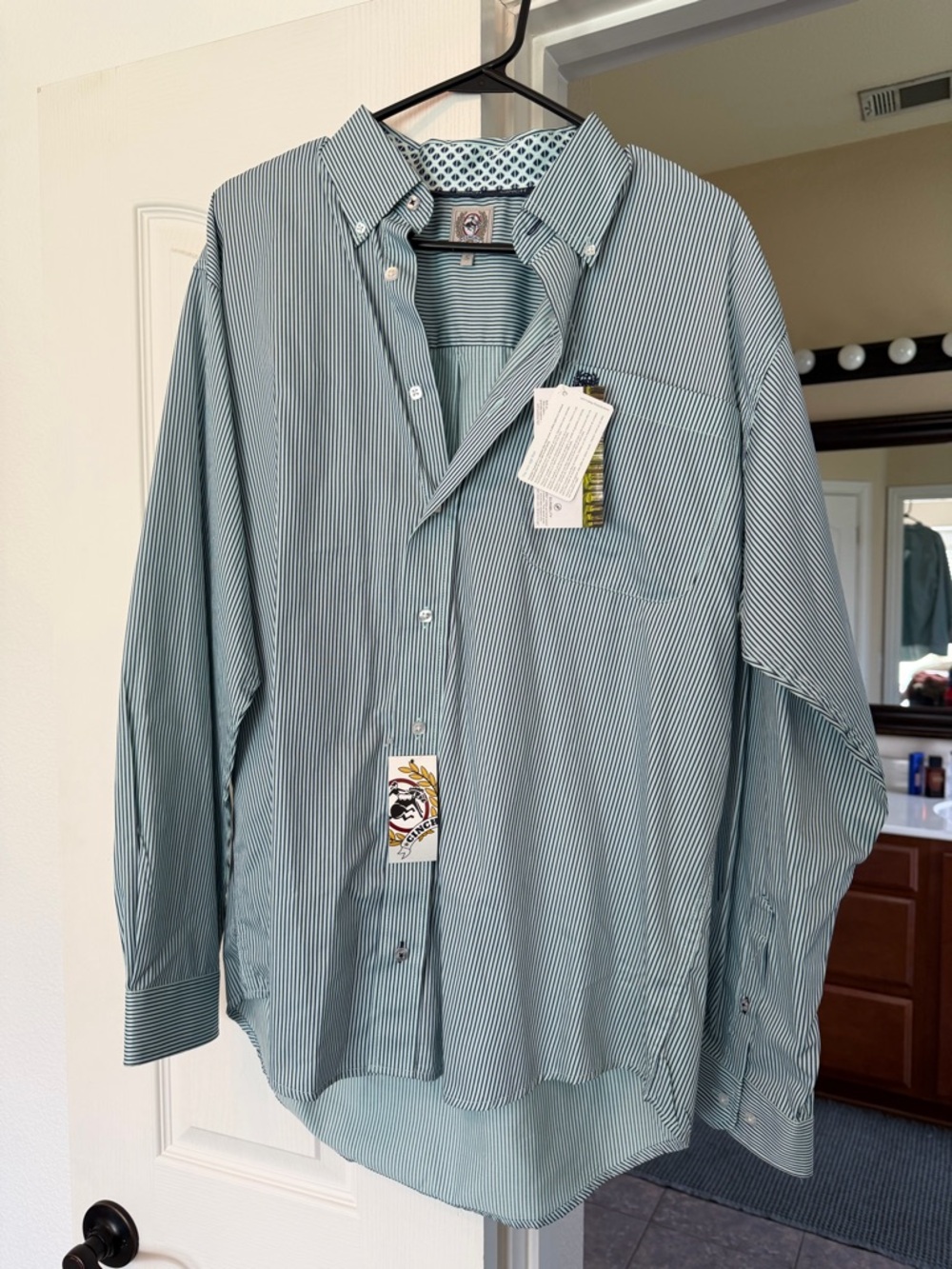 Men's Blue Cinch Pinstripe Button-Up Shirt